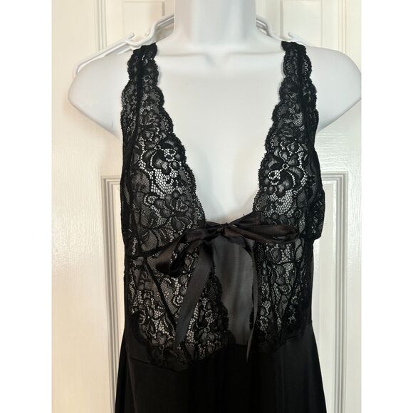 Yeni Inci Homewear Black Lace Sheer Lingerie Nightgown Size Large - Picture 5 of 12
